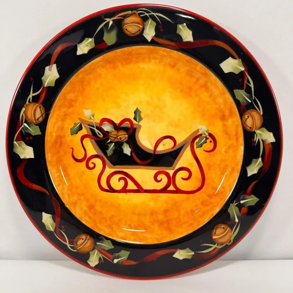 Christmas Dessert Plate Certified International Judy Westegaard Winter Sleigh